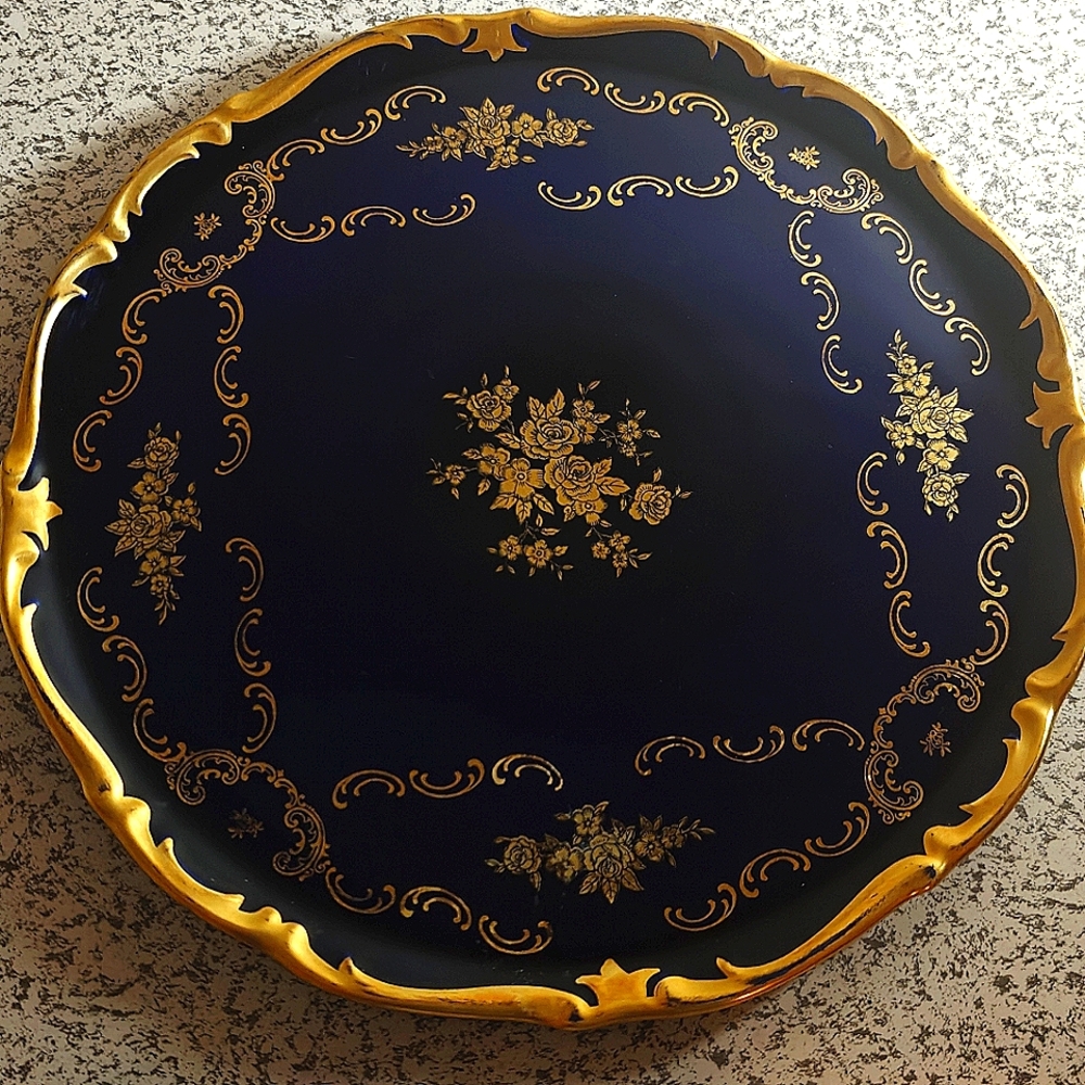 Reichenbach Kobalt Blue Porcelain Cake Plate 12 " 30 cm vintage